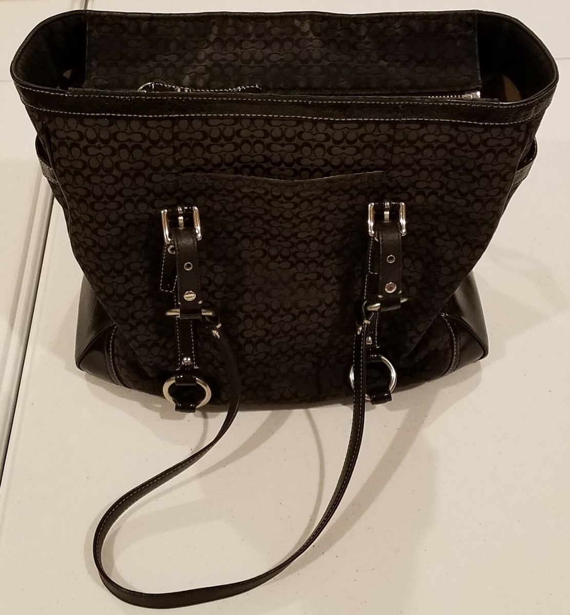 Coach F0851-F12345 Signature Gallery Jacquard Black Tote Purse