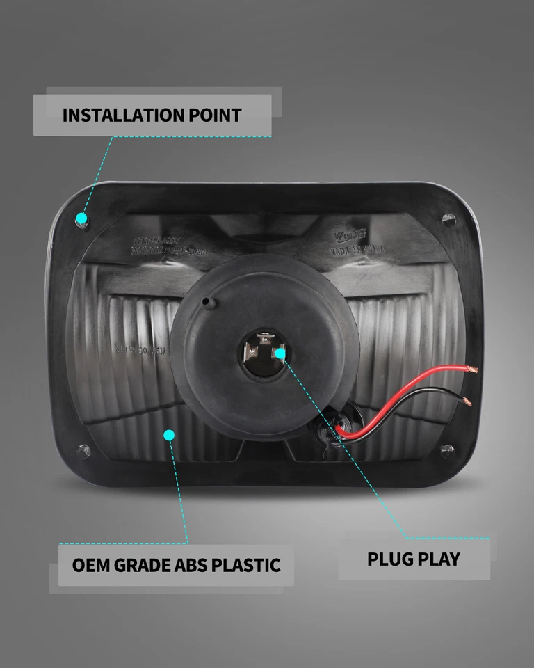 Clear Len HeadLights 7 inch Rectangular Conversion Factory Replacement Lamp Pair - Image 4 of 4