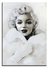 Marylin Monroe - 70x50cm-Ölbild Dipinti Mano Tela Firmato Immagine Deco G04181