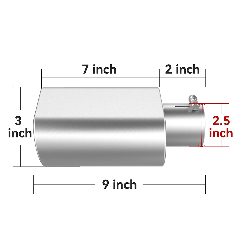 Stainless Steel 2.5" Inlet 5.5" x 3" Outlet Exhaust Tip Rolled Oval