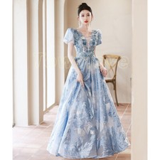 Elegant Luxurious New Womens Blue Evening Dress Banquet Slim Fit Long Dress