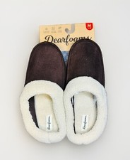 DF By Dearfoams Terry Men's Sz 9-10 Brown Suede Closed Toe Slip On Slipper New