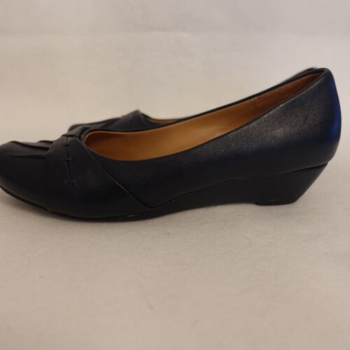 HOTTER petunia petun Size 5 Navy blue leather Low Wedge EU 38 - Picture 4 of 8
