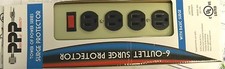 NEW Power 6 Outlet Metal Surge Protector 250 Joules 3ft Heavy Duty UL Listed