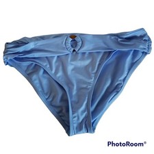 Gibson  Latimer Solid Ring Front Shirred Band Classic Hipster Bikini Bottom L