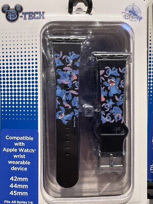 DISNEY PARKS Stitch Character Apple Watch Band LARGE (42 44 mm) Black New 