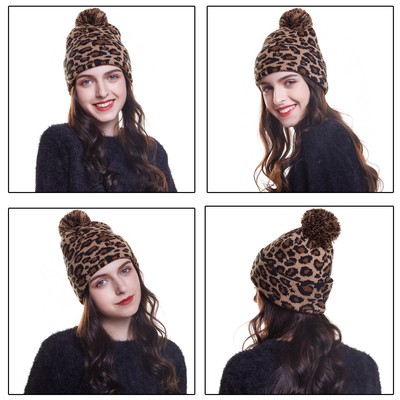 Women's Knit Hats Beanie Leopard Print 