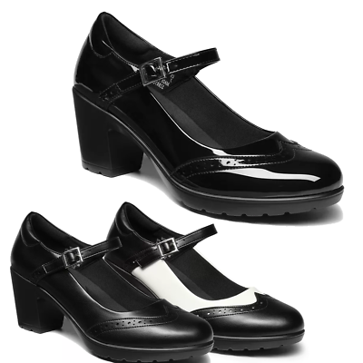 #ad Women Mary Jane Pump Shoes Ankle Strap Low Chunky Heel Office Work Oxford Shoes $27.99