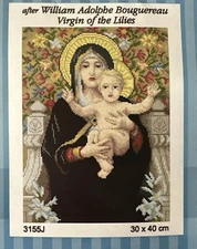 Printed needlepoint tapestry Canvas  30x40 cm Virgin Of The Lilies