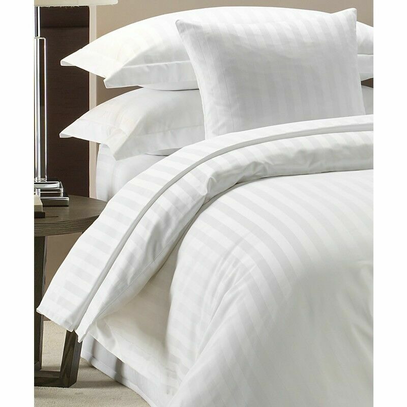 COTTON SATIN White STRIPE DUVET COVER 