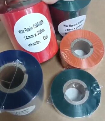74 MM X 300 M 1, GRÜN WACHS HARZ BAND ETIKETT DRUCK THERMOTRANSFER KOSTENLOSER Versand