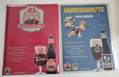 2 New Metal Belgium Beer Sign Flanders Sour Ale Kriek Des Jacobins Vanderghinste