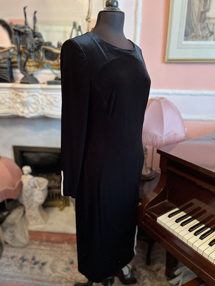 Frank Lyman Black Velvet & Diamanté Dress eBay