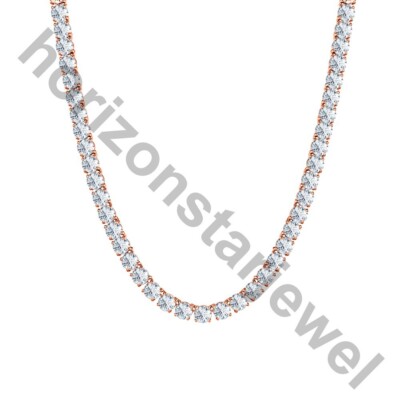 15.24 Ctw Lab Created Diamond 14K Rose Gold Plated Wedding 3mm Tennis Necklace