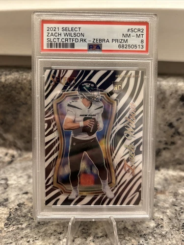 Zach Wilson 2021 Panini Select Certified Rookies Zebra SSP PSA 8 POP 1 All Grade