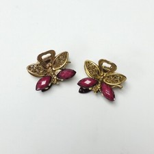 Set of 2 Gold Butterfly Hair Metal Claw Clip with Pink Rhinestones