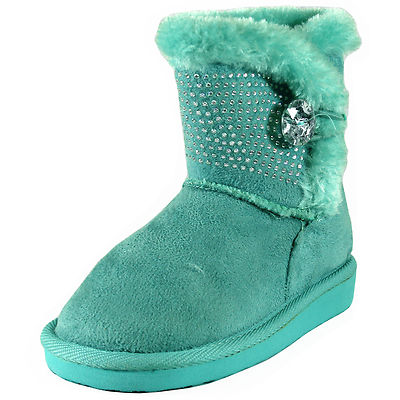 boots winter lining faux fur aqua green 