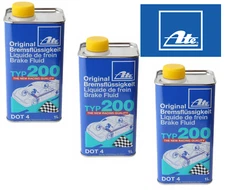 3 Pack ATE DOT 4 TYP 200 Brake Fluid   (High Boiling Point) amber color 706202