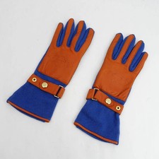Vivienne Westwood Orb Gloves Leather Wool Blue Orange Size US S Luxury