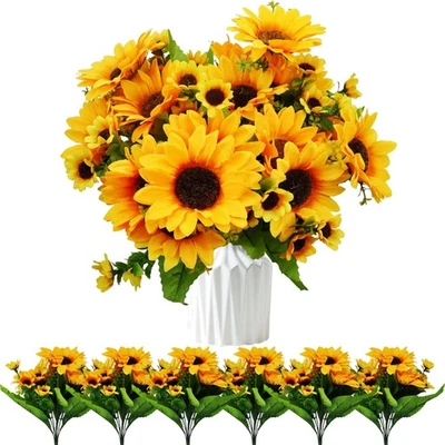 Kunstblumen Sonnenblumen Set Seidenblumen Balkon Deko Herbst Hochzeiten - Bild 1 von 4