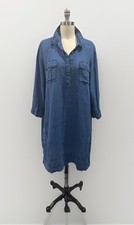 Tommy Bahamas Women’s Blue Linen Patch pocket Tunic Dress XL GUC