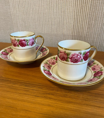 Royal Limoges France ''Rose de Paris'' 2 Espresso Tassen & Untertasse