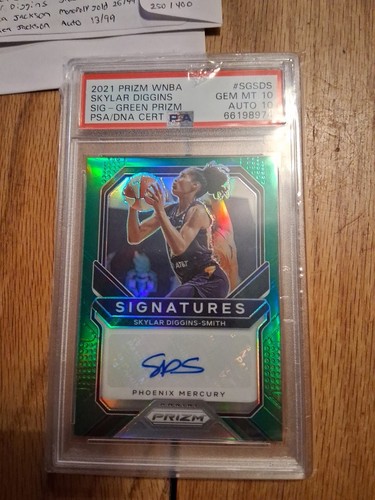 2021 Panini Prizm WNBA Green AUTO #SG-SDS Skylar Diggins-Smith Psa 10 10 Mercury