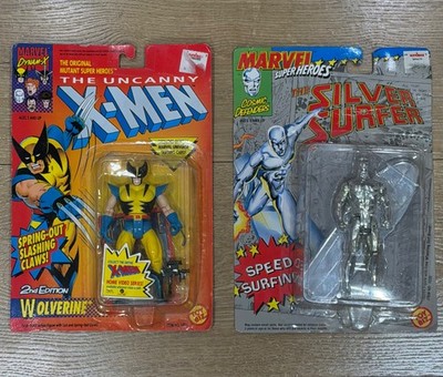 VINTAGE 1992 Toy Biz MARVEL Bundle-Wolverine (Dynam-X) / Silver Surfer (Chrome)