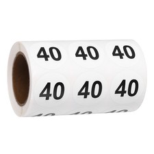 1.2" Small Round Number Stickers Roll, 1000 Pcs Circle Labels, Black Number 40