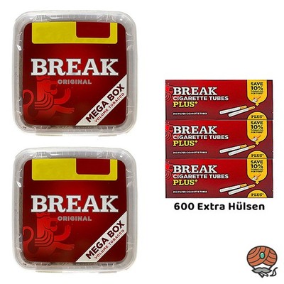 Break Original Volumentabak Mega Box 2x 125g, 600 Plus Extra Hülsen