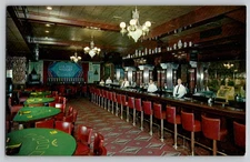 Golden Nugget Gambling Hall Las Vegas Club Nevada Postcard 1960s Bar Bartenders