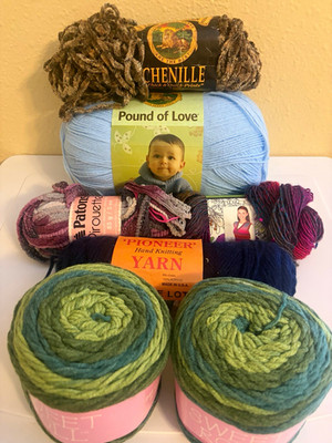Lion Brand Patons Yarn Bee Premier Yarn Lot Chenille Skeins/Cakes Multicolor