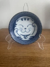 Tokyo Design Studio Rice Cat Bowl, Blue  & White. 4.5”x 1”.