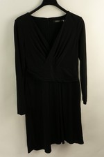 $145 Lauren Ralph Lauren Jersey Long-Sleeve Surplice Knee Dress Women's 14 Black