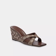 Coach Wedge Sandals Jacquard Signature Size 8