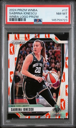 2024 PANINI PRIZM WNBA WNBA LOGO PRIZM #17 SABRINA IONESCU PSA 8
