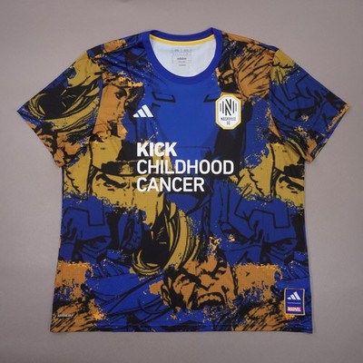 Adidas Nashville Soccer Club X MARVEL Kick Childhood Cancer Jersey Mens 2XL Slim