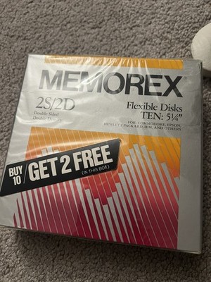 NEW  MEMOREX 2S/2D Flexible Floppy Disks 5-1/4'', 10 Pack Sealed