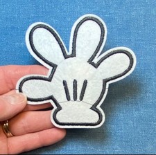 Disney Mickey Mouse Glove Iron on Patch, 3.75" h by 4" w