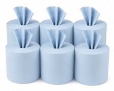 Blue Rolls 6 Centrefeed Paper Tissue Rolls 300m 1 Ply Jumbo Dispenser Refill