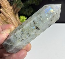 Large 197g Labradorite Crystal Quartz Point Stone Immaculately Carved Tower