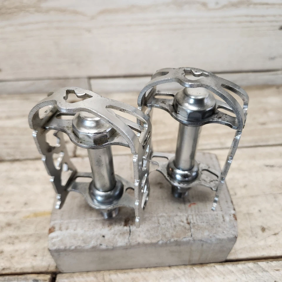 1970-1980s KKT Quill Pedals Kyokuto Top Run Silver 9/16 Dust Caps Road Eroica - Image 2 of 4