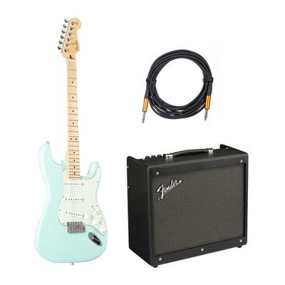 Fender Player Stratocaster, E-Gitarren Set, Surf Green, Hochglanz, 22 Bünde