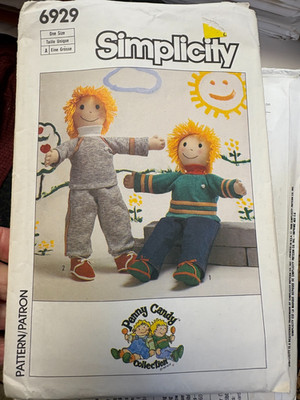 Simplicity 6929 Sewing Pattern, Penny Candy Cloth 21'' dolls/clothes UNCUT