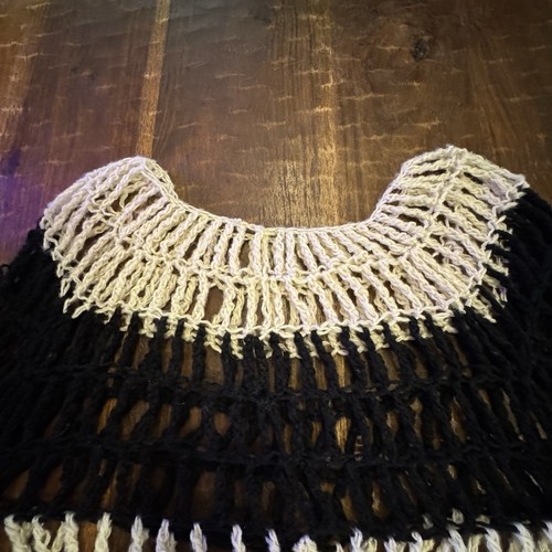 Black and white striped crocheted Open Knit Bolaro Top Shrug - Picture 3 of 11