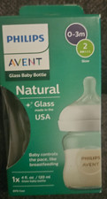 Avent GLASS Baby Bottle with Natural Response Nipple, USA made, Clear 4 fl oz 