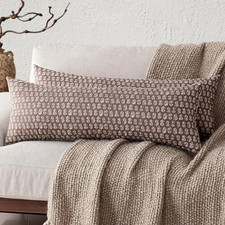 Set of 2 Decorative Vintage Long Lumbar Throw Pillow Covers Neutral Modern Fa...