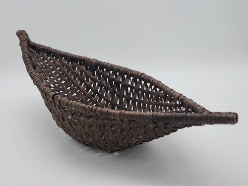 Vintage Hand Woven Winker Canoe Boat Shaped Basket Shikara Bowl Adirondack camp