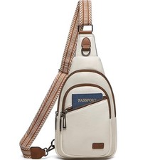 7L Sling Bag Crossbody Bags for Women Fanny Packs Purses 1-beige With Brown