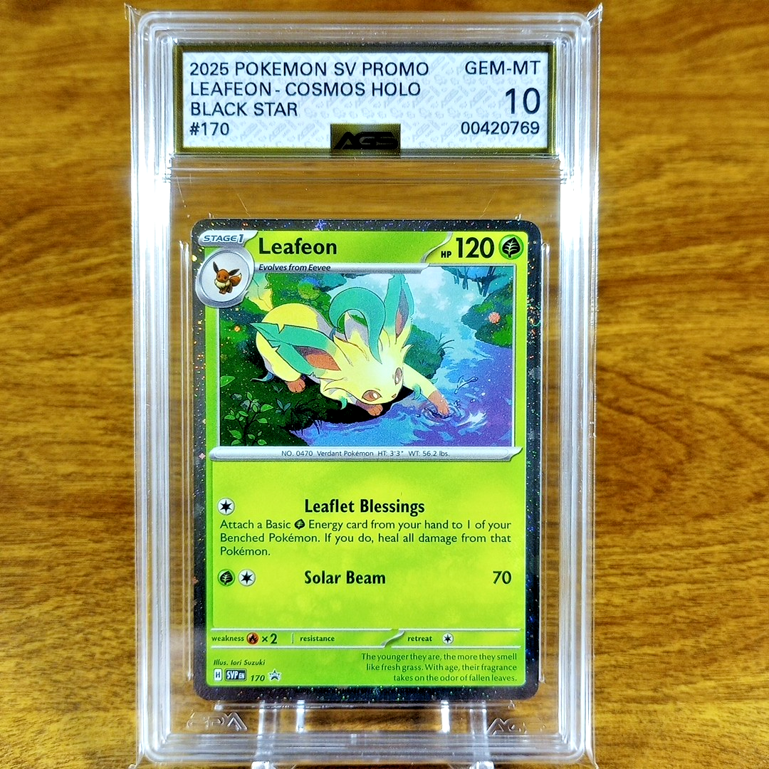 Pokemon SV Black Star Promo Leafeon 170 AGS Gem-MT 10 Cosmos Holo